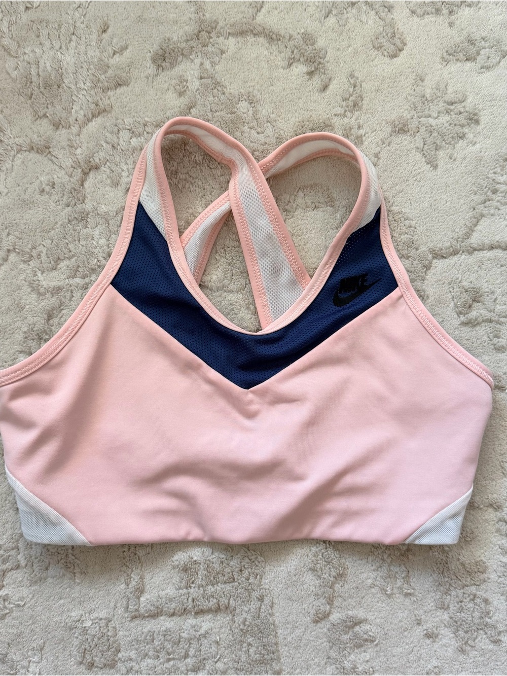 Nike pink and blue sports bra size small